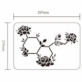 Globleland Plastic Drawing Painting Stencils Templates, for Painting on Scrapbook Fabric Tiles Floor Furniture Wood, Rectangle, Flower Pattern, 29.7x21cm