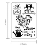 Globleland Plastic Drawing Painting Stencils Templates, for Painting on Scrapbook Fabric Tiles Floor Furniture Wood, Rectangle, Mother's Day Themed Pattern, 29.7x21cm