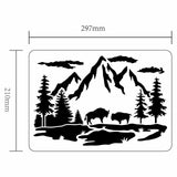 Globleland Plastic Drawing Painting Stencils Templates, for Painting on Scrapbook Fabric Tiles Floor Furniture Wood, Rectangle, Scenery Pattern, 29.7x21cm