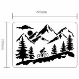 Globleland Plastic Drawing Painting Stencils Templates, for Painting on Scrapbook Fabric Tiles Floor Furniture Wood, Rectangle, Scenery Pattern, 29.7x21cm