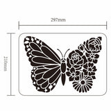 Globleland Plastic Drawing Painting Stencils Templates, for Painting on Scrapbook Fabric Tiles Floor Furniture Wood, Rectangle, Butterfly Pattern, 29.7x21cm