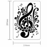 Globleland Plastic Drawing Painting Stencils Templates, for Painting on Scrapbook Fabric Tiles Floor Furniture Wood, Rectangle, Musical Note Pattern, 29.7x21cm