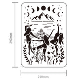 Globleland Plastic Drawing Painting Stencils Templates, for Painting on Scrapbook Fabric Tiles Floor Furniture Wood, Rectangle, Dancer Pattern, 29.7x21cm