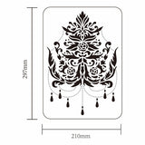 Globleland Plastic Drawing Painting Stencils Templates, for Painting on Scrapbook Fabric Tiles Floor Furniture Wood, Rectangle, Floral Pattern, 29.7x21cm