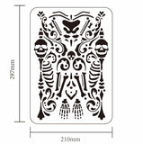 Globleland Plastic Drawing Painting Stencils Templates, for Painting on Scrapbook Fabric Tiles Floor Furniture Wood, Rectangle, Skull Pattern, 29.7x21cm