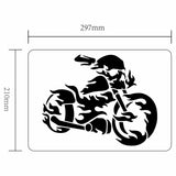Globleland Plastic Drawing Painting Stencils Templates, for Painting on Scrapbook Fabric Tiles Floor Furniture Wood, Rectangle, Motorbike Pattern, 29.7x21cm