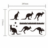 Globleland Plastic Drawing Painting Stencils Templates, for Painting on Scrapbook Fabric Tiles Floor Furniture Wood, Rectangle, Kangaroo Pattern, 29.7x21cm
