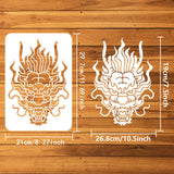 Globleland Plastic Drawing Painting Stencils Templates, for Painting on Scrapbook Fabric Tiles Floor Furniture Wood, Rectangle, Dragon Pattern, 29.7x21cm