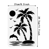 Globleland Plastic Drawing Painting Stencils Templates, for Painting on Scrapbook Fabric Tiles Floor Furniture Wood, Rectangle, Coconut Tree Pattern, 29.7x21cm