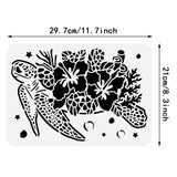 Globleland Plastic Drawing Painting Stencils Templates, for Painting on Scrapbook Fabric Tiles Floor Furniture Wood, Rectangle, Tortoise Pattern, 29.7x21cm