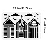 Globleland Plastic Drawing Painting Stencils Templates, for Painting on Scrapbook Fabric Tiles Floor Furniture Wood, Rectangle, House Pattern, 29.7x21cm
