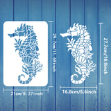 Globleland Plastic Drawing Painting Stencils Templates, for Painting on Scrapbook Fabric Tiles Floor Furniture Wood, Rectangle, Sea Horse Pattern, 29.7x21cm