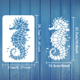 Globleland Plastic Drawing Painting Stencils Templates, for Painting on Scrapbook Fabric Tiles Floor Furniture Wood, Rectangle, Sea Horse Pattern, 29.7x21cm