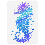 Globleland Plastic Drawing Painting Stencils Templates, for Painting on Scrapbook Fabric Tiles Floor Furniture Wood, Rectangle, Sea Horse Pattern, 29.7x21cm