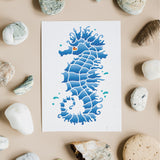 Globleland Plastic Drawing Painting Stencils Templates, for Painting on Scrapbook Fabric Tiles Floor Furniture Wood, Rectangle, Sea Horse Pattern, 29.7x21cm