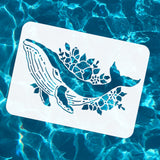 Globleland Plastic Drawing Painting Stencils Templates, for Painting on Scrapbook Fabric Tiles Floor Furniture Wood, Rectangle, Whale Pattern, 29.7x21cm