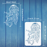 Globleland Plastic Drawing Painting Stencils Templates, for Painting on Scrapbook Fabric Tiles Floor Furniture Wood, Rectangle, Jellyfish Pattern, 29.7x21cm
