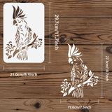 Globleland Plastic Drawing Painting Stencils Templates, for Painting on Scrapbook Fabric Tiles Floor Furniture Wood, Rectangle, Parrot Pattern, 29.7x21cm