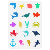 Globleland Plastic Drawing Painting Stencils Templates, for Painting on Scrapbook Fabric Tiles Floor Furniture Wood, Rectangle, Sea Animals, 29.7x21cm