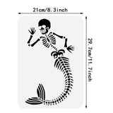 Globleland Plastic Drawing Painting Stencils Templates, for Painting on Scrapbook Fabric Tiles Floor Furniture Wood, Rectangle, Mermaid Pattern, 29.7x21cm