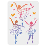 Globleland Plastic Drawing Painting Stencils Templates, for Painting on Scrapbook Fabric Tiles Floor Furniture Wood, Rectangle, Dancer Pattern, 29.7x21cm