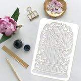 Globleland Plastic Drawing Painting Stencils Templates, for Painting on Scrapbook Fabric Tiles Floor Furniture Wood, Rectangle, Door Pattern, 29.7x21cm