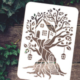 Globleland Plastic Drawing Painting Stencils Templates, for Painting on Scrapbook Fabric Tiles Floor Furniture Wood, Rectangle, Tree Pattern, 29.7x21cm