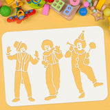 Globleland Plastic Drawing Painting Stencils Templates, for Painting on Scrapbook Fabric Tiles Floor Furniture Wood, Rectangle, Clown Pattern, 29.7x21cm