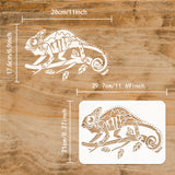 Globleland Plastic Drawing Painting Stencils Templates, for Painting on Scrapbook Fabric Tiles Floor Furniture Wood, Rectangle, Lizard Pattern, 29.7x21cm