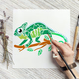 Globleland Plastic Drawing Painting Stencils Templates, for Painting on Scrapbook Fabric Tiles Floor Furniture Wood, Rectangle, Lizard Pattern, 29.7x21cm