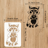 Globleland Plastic Drawing Painting Stencils Templates, for Painting on Scrapbook Fabric Tiles Floor Furniture Wood, Rectangle, Raccoon Pattern, 29.7x21cm