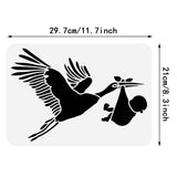 Globleland Plastic Drawing Painting Stencils Templates, for Painting on Scrapbook Fabric Tiles Floor Furniture Wood, Rectangle, Bird Pattern, 29.7x21cm
