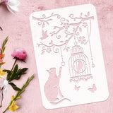 Globleland Plastic Drawing Painting Stencils Templates, for Painting on Scrapbook Fabric Tiles Floor Furniture Wood, Rectangle, Bird Pattern, 29.7x21cm