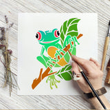 Globleland Plastic Drawing Painting Stencils Templates, for Painting on Scrapbook Fabric Tiles Floor Furniture Wood, Rectangle, Frog Pattern, 29.7x21cm