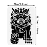 Globleland Plastic Drawing Painting Stencils Templates, for Painting on Scrapbook Fabric Tiles Floor Furniture Wood, Rectangle, Lion Pattern, 29.7x21cm