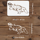 Globleland Plastic Drawing Painting Stencils Templates, for Painting on Scrapbook Fabric Tiles Floor Furniture Wood, Rectangle, Animal Pattern, 29.7x21cm