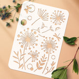 Globleland Plastic Drawing Painting Stencils Templates, for Painting on Scrapbook Fabric Tiles Floor Furniture Wood, Rectangle, Dandelion Pattern, 29.7x21cm