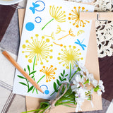 Globleland Plastic Drawing Painting Stencils Templates, for Painting on Scrapbook Fabric Tiles Floor Furniture Wood, Rectangle, Dandelion Pattern, 29.7x21cm