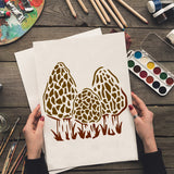 Globleland PET Hollow Out Drawing Painting Stencils, for DIY Scrapbook, Photo Album, Mushroom Pattern, 300x300mm