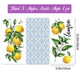 Globleland 3 Sheets 3 Styles PVC Waterproof Decorative Stickers, Self Adhesive Decals for Furniture Decoration, Lemon Pattern, 300x150mm, 1 sheet/style