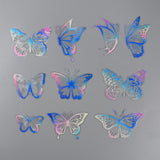Globleland 10Pcs Butterfly Colorful Suncatcher Rainbow Prism Electrostatic Glass Stickers, Waterproof Laser PVC Window Static Decals, Blue, 56~130x88~137x0.2mm