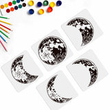 Globleland 5Pcs 5 Styles PET Hollow Out Drawing Painting Stencils, for DIY Scrapbook, Photo Album, Moon Pattern, 300x300mm, 1pc/style
