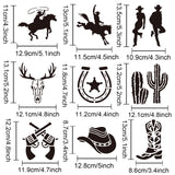 Globleland 9Pcs 9 Styles PET Hollow Out Drawing Painting Stencils, for DIY Scrapbook, Photo Album, Western Cowboy Theme, 150x150mm, 1pc/style