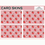 Globleland PVC Plastic Waterproof Card Stickers, Self-adhesion Card Skin for Bank Card Decor, Rectangle, Strawberry Pattern, 186.3x137.3mm