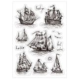 Globleland Custom PVC Plastic Clear Stamps, for DIY Scrapbooking, Photo Album Decorative, Cards Making, Sailboat, 160x110x3mm