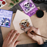 Globleland Custom PVC Plastic Clear Stamps, for DIY Scrapbooking, Photo Album Decorative, Cards Making, Skull, 160x110x3mm