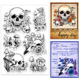 Globleland Custom PVC Plastic Clear Stamps, for DIY Scrapbooking, Photo Album Decorative, Cards Making, Skull, 160x110x3mm