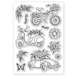 Globleland Custom PVC Plastic Clear Stamps, for DIY Scrapbooking, Photo Album Decorative, Cards Making, Flower, 160x110x3mm