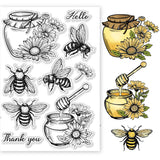 Globleland Custom PVC Plastic Clear Stamps, for DIY Scrapbooking, Photo Album Decorative, Cards Making, Bees, 160x110x3mm