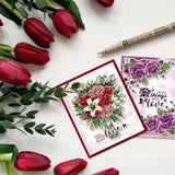 Globleland Custom PVC Plastic Clear Stamps, for DIY Scrapbooking, Photo Album Decorative, Cards Making, June Rose, 160x110x3mm
